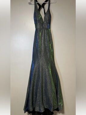 Clarisse Glitter Mermaid Long Backless Prom Dress - Size 10